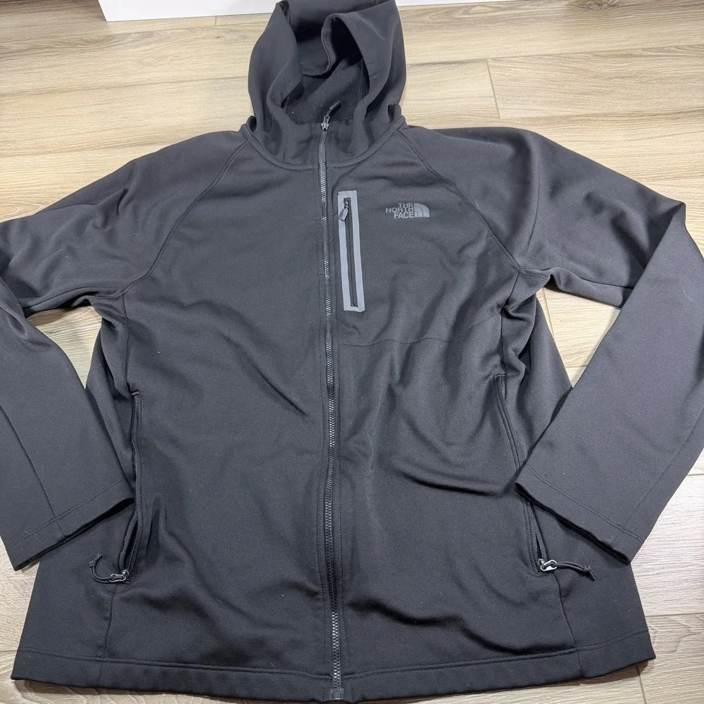 The North Face Mens Canyon Flat Fleece Hooded Jacket Full Zip Black XL